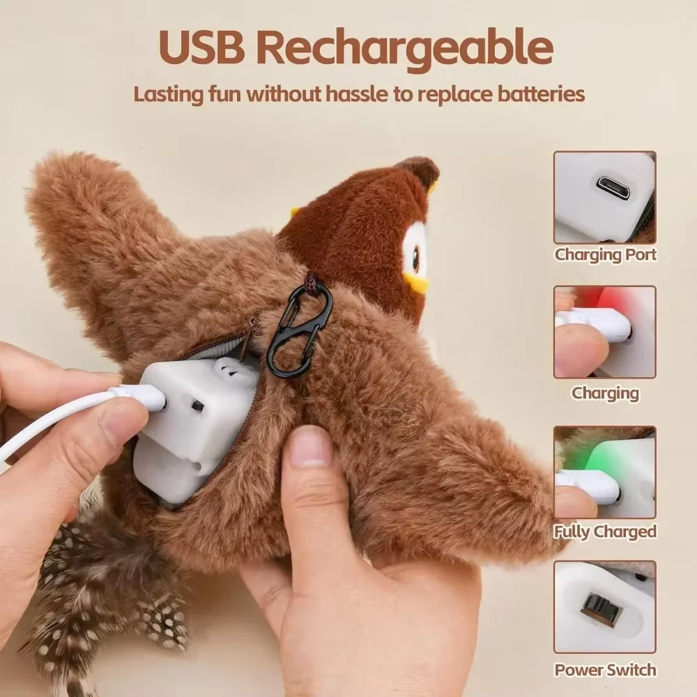 FlutterChirp Cat Toy – Rechargeable Flapping Bird with Catnip & Realistic Sounds