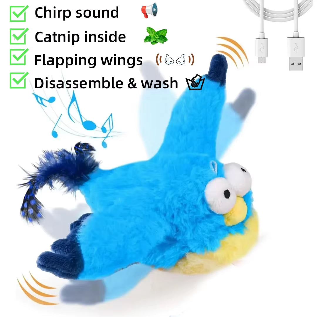 FlutterChirp Cat Toy – Rechargeable Flapping Bird with Catnip & Realistic Sounds